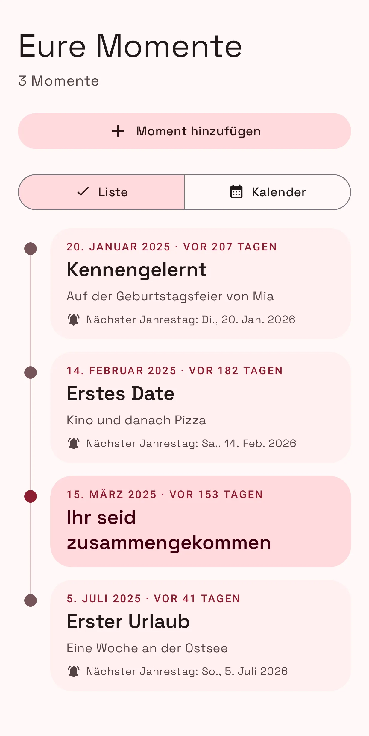 Zeitleiste mit euren Momenten